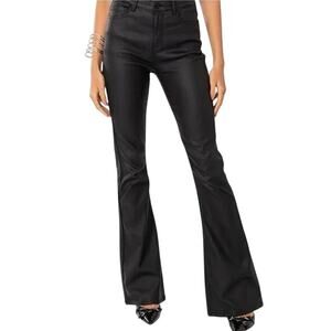 Edikted Faux Leather Flare Black Pant S